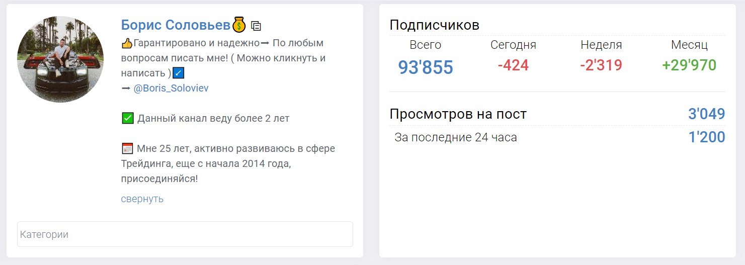 Телеграм-канал Бориса Соловьева