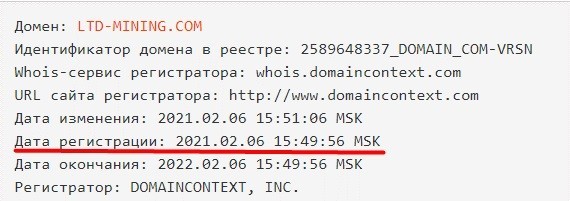 Информация о домене