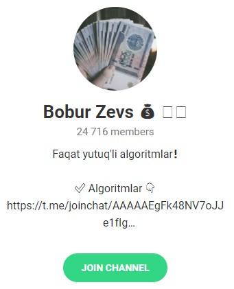 Telegram – канал «Bobur Zevs»