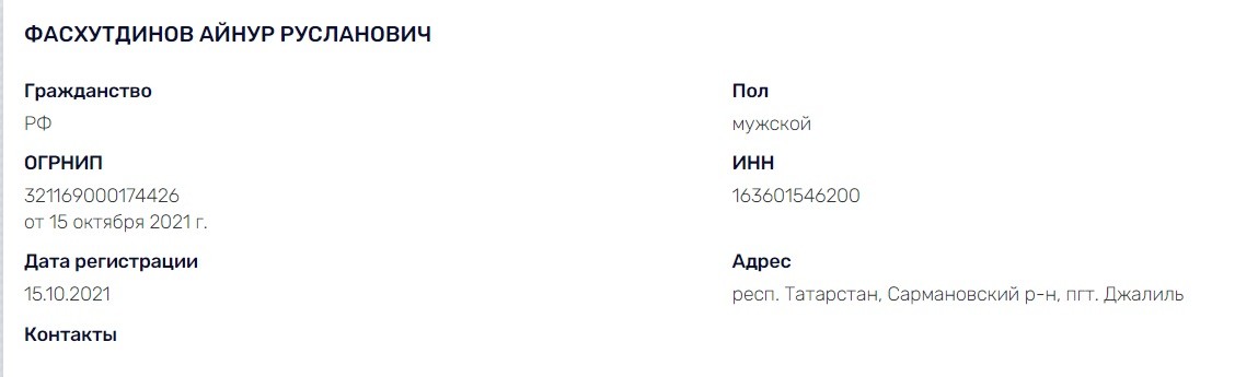 Регистрация ИП Айнура Фасхутдинова