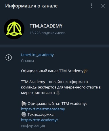 Описание канала TTM.ACADEMY