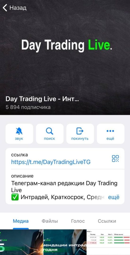 Телеграмм канал редакции Day Trading Live