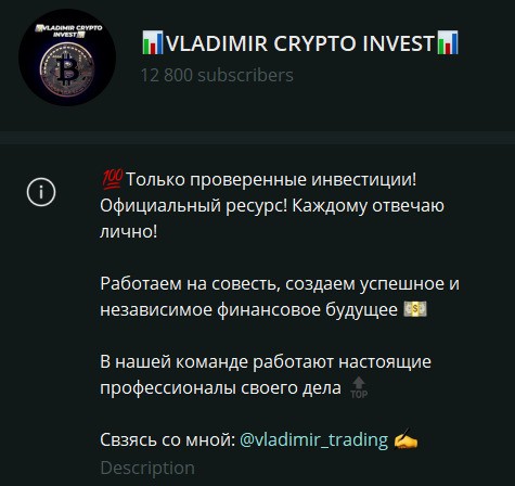 ИНформация о канале VLADIMIR CRYPTO INVEST