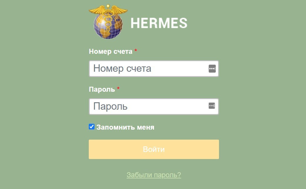 Сайт Hermes-recovery.info авторизация