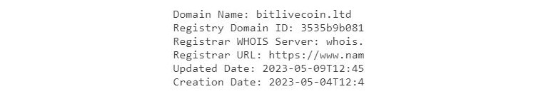 Bitlivecoin ltd данные домена