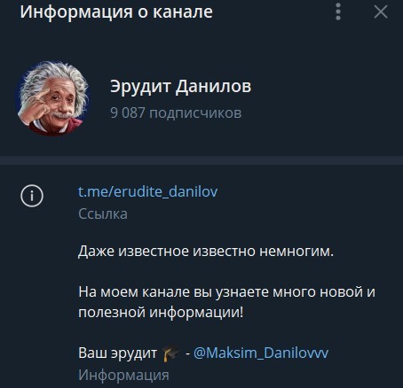 ТГ канал «Эрудит Данилов»