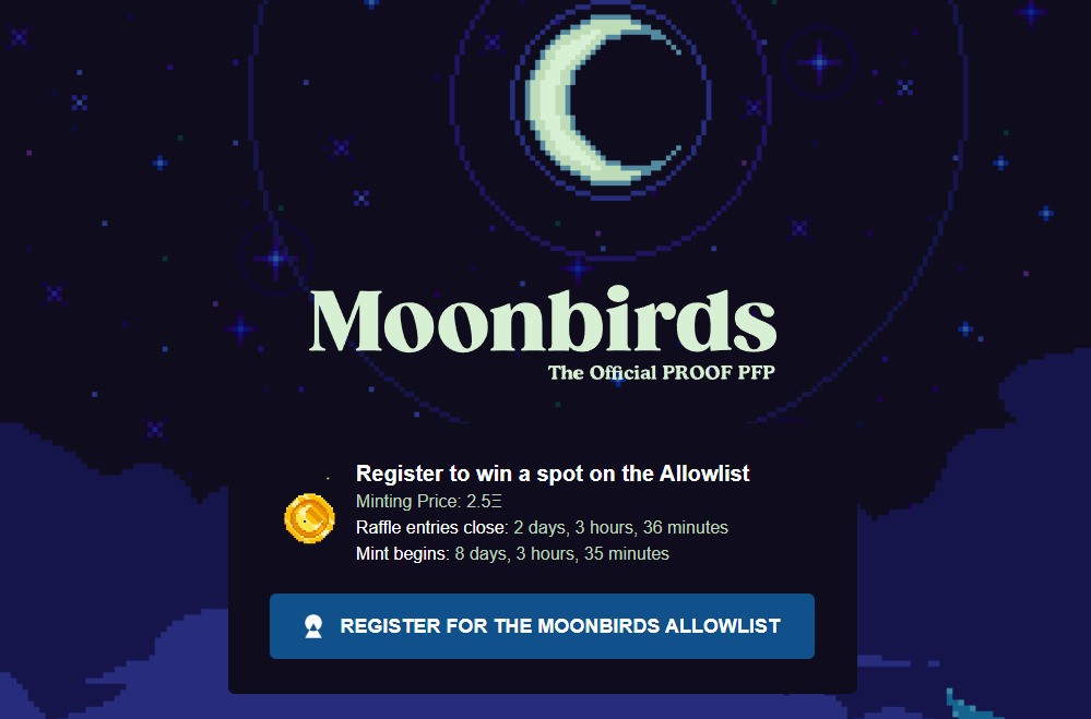 Сайт Moon Birds Nft