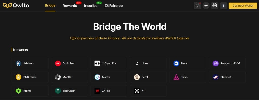 Сайт проекта Owlto Finance