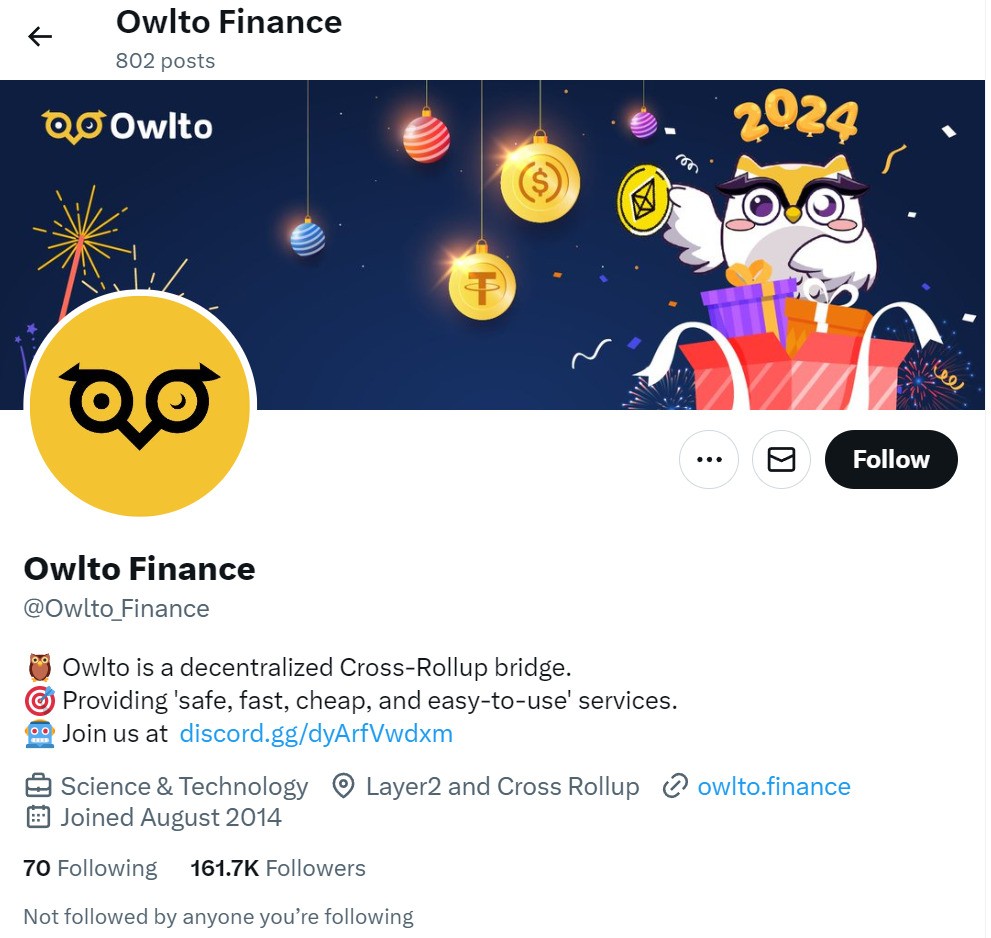 Твиттер Owlto Finance